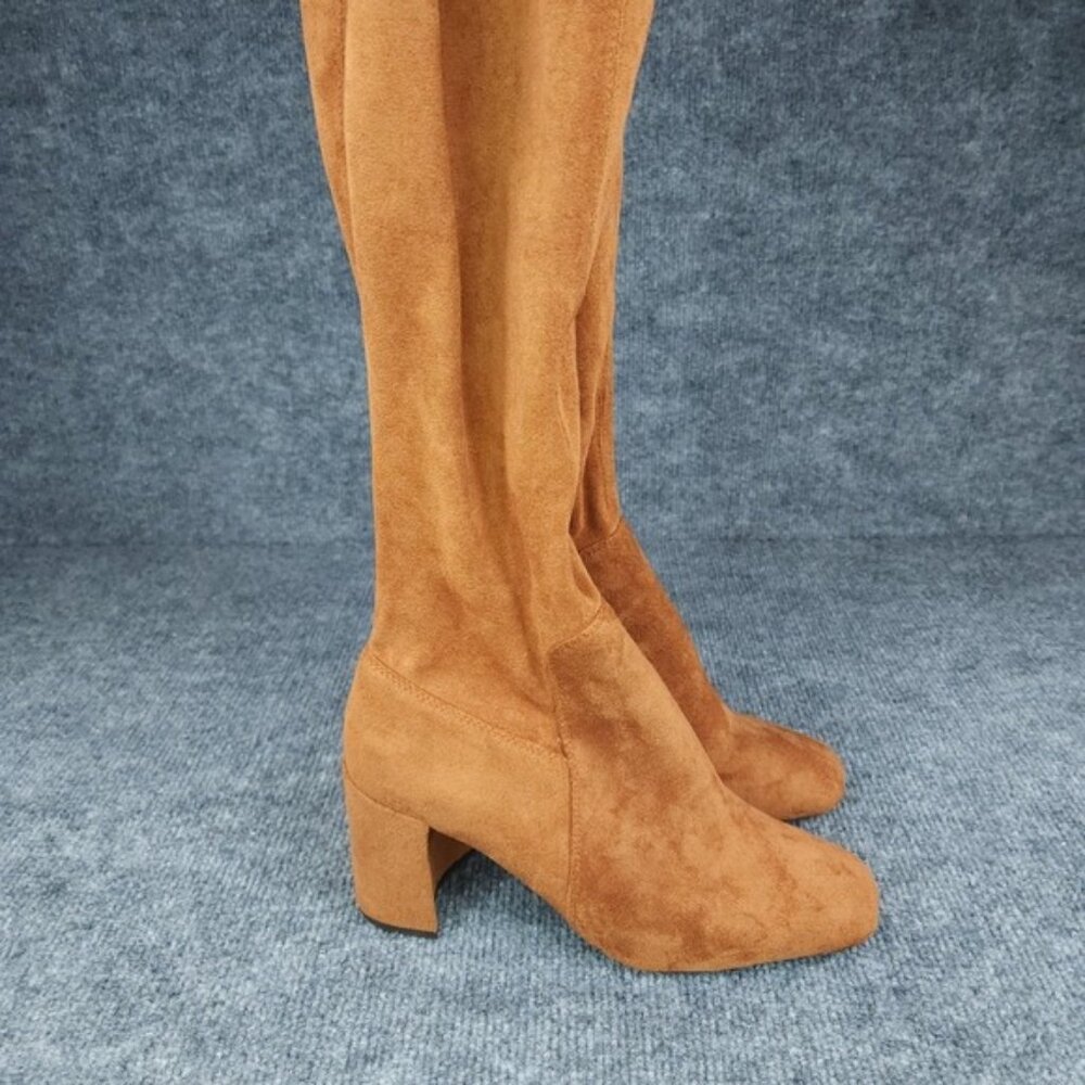 Jeffrey Campbell Boots Womens Size 8 Tan Over-The-Knee Thigh High Faux Suede Zip